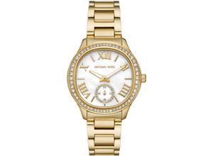 4064092271867 - Quarzuhr MICHAEL KORS SAGE Armbanduhren goldfarben Damen Quarzuhren Armbanduhr Damenuhr Perlmutt-Zifferblatt Edelstahlarmband