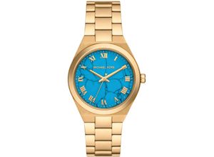 4064092271928 - Quarzuhr MICHAEL KORS LENNOX Armbanduhren goldfarben (goldfarben blau) Damen Armbanduhr Damenuhr Edelstahlarmband analog