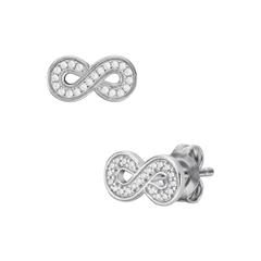 4064092274042 - Ohrstecker-Set FOSSIL STERLING Unendlichkeitsschleife Infinity JFS00634040 Ohrringe Gr Silber 925 (Sterlingsilber) silberfarben (silberfarben weiß) Damen Ohrstecker mit Zirkonia (synth)