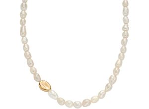 4064092276626 - Perlenkette SKAGEN Schmuck Geschenk Edelstahl Kette AGNETHE PEARL SKJ1824710 Halsketten Gr Edelstahl-Perlen Länge 45 cm goldfarben (gelbgoldfarben weiß) Damen mit Süßwasserzuchtperle