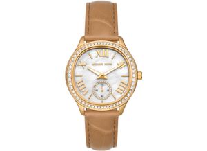 4064092277494 - Quarzuhr MICHAEL KORS SAGE Armbanduhren braun Damen Quarzuhren Armbanduhr Damenuhr kleine Sekunde Perlmutt-Zifferblatt analog