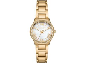 4064092278019 - Quarzuhr MICHAEL KORS SAGE 31 mm Armbanduhren goldfarben (gelbgoldfarben) Damen Quarzuhren Armbanduhr Damenuhr Perlmutt-Zifferblatt Edelstahlarmband