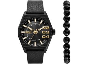 4064092280425 - Quarzuhr DIESEL SCRAPER Armbanduhren schwarz Herren Hochzeitsmode Armbanduhr Herrenuhr ideal auch als Geschenk Lederarmband