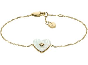 4064092284485 - Armband FOSSIL Schmuck Geschenk Edelstahl RADIANT LOVE HEART JF04733710 Armbänder Gr Edelstahl weiß (gelbgoldfarben kristallweiß perlmuttfarben kristallweiß) Damen Armbänder Silber mit Glasstein - Perlmutt