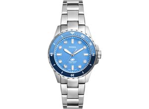 4064092285918 - Quarzuhr FOSSIL FOSSIL BLUE DIVE LADIES Armbanduhren silberfarben (silberfarben blau) Damen Quarzuhren Armbanduhr Damenuhr Edelstahlarmband bis 10 bar wasserdicht