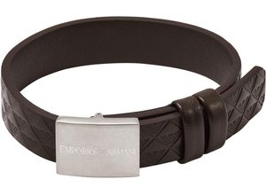 4064092290981 - Lederarmband EMPORIO ARMANI Schmuck Geschenk Edelstahl Armschmuck Armkette EGS3135040 Armbänder Gr Edelstahl-Leder braun (edelstahlfarben braun) Damen