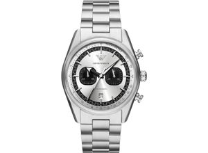 4064092292558 - Chronograph EMPORIO ARMANI Armbanduhren silberfarben (silberfarben silberfarben) Herren Armbanduhr Herrenuhr Edelstahlarmband analog Tag Stoppfunktion