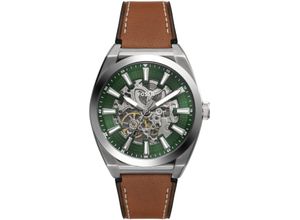 4064092295382 - Automatikuhr FOSSIL EVERETT Armbanduhren braun Herren Armbanduhr Herrenuhr Mechanische Uhr Lederarmband analog