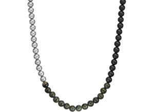 4064092295856 - Edelstahlkette ARMANI EXCHANGE Schmuck Geschenk Halsschmuck Halskette Kugeln AXG0140040 Halsketten Gr Edelstahl Länge 50 cm Breite 6 mm bunt (edelstahlfarben schwarz grün) Damen mit Achat Serpentin