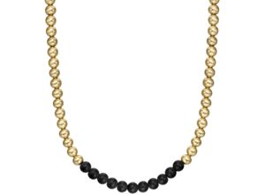 4064092295863 - Edelstahlkette ARMANI EXCHANGE Schmuck Geschenk Halsschmuck Halskette Kugeln AXG0142710 Halsketten Gr Edelstahl Länge 50 cm Breite 6 mm schwarz (gelbgoldfarben schwarz) Damen mit Glasstein