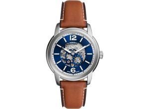 4064092296006 - Automatikuhr FOSSIL HERITAGE Armbanduhren braun blau Herren Armbanduhr Herrenuhr Mechanische Uhr Lederarmband analog