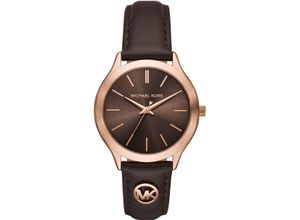 4064092297119 - Quarzuhr MICHAEL KORS SLIM RUNWAY Armbanduhren schwarz Damen Armbanduhr Damenuhr Lederarmband analog