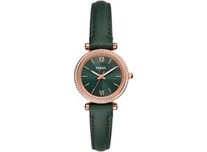 4064092300581 - Quarzuhr FOSSIL CARLIE Armbanduhren grün Damen Armbanduhr Damenuhr Lederarmband analog