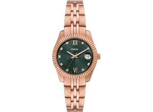 4064092300598 - Quarzuhr FOSSIL SCARLETTE MINI Armbanduhren rosegold (roségoldfarben grün) Damen Armbanduhr Damenuhr Edelstahlarmband analog Tag