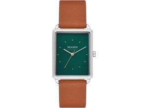 4064092301465 - Quarzuhr SKAGEN HAGEN Armbanduhren braun (cognac grün) Damen Armbanduhr Herrenuhr Damenuhr Lederarmband