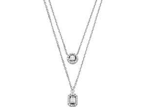 4064092311402 - Kette mit Anhänger MICHAEL KORS Schmuck Geschenk Silber 925 Halskette Halo Double Layer MKC1745CZ040 Halsketten Gr Silber 925 (Sterlingsilber) Länge 39 cm Breite 1 mm silberfarben (silberfarben kristallweiß) Damen mit Zirkonia (synth)