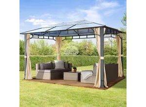 4064108023411 - Sunset 3x4 m Hardtop Gartenpavillon inkl 4 Seitenteile champagnerfarben - (300160)