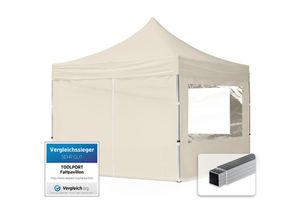 4064108036206 - Intent24 - 3x3 m Faltpavillon toolport economy Alu 32mm Seitenteile mit Panoramafenster creme - creme