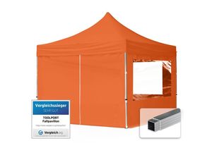 4064108036282 - House Of Tents - 3x3 m Faltpavillon economy Alu 32mm Seitenteile mit Panoramafenster orange - orange