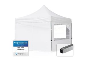 4064108036343 - Intent24 - 3x3 m Faltpavillon toolport economy Alu 32mm Seitenteile mit Panoramafenster weiß - weiß