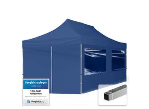 4064108036367 - Intent24 - 3x6 m Faltpavillon toolport economy Alu 32mm Seitenteile mit Panoramafenstern blau - blau