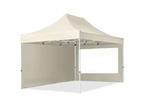 4064108036589 - Toolport - 3x45 m Faltpavillon economy Stahl 30mm Seitenteile mit Panoramafenstern creme - crème