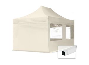 4064108036596 - Intent24 - 3x45 m Faltpavillon toolport economy Stahl 30m Seitenteile mit Panoramafenstern creme - creme