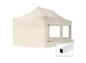 4064108036664 - Intent24 - 3x6 m Faltpavillon economy Stahl 30mm Seitenteil mit Panoramafenster creme - crème