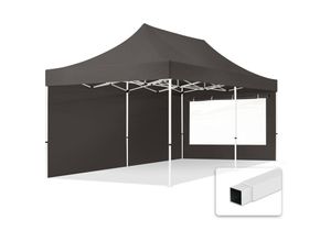 4064108036671 - Intent24 - 3x6 m Faltpavillon economy Stahl 30mm Seitenteil mit Panoramafenster dunkelgrau - dunkelgrau