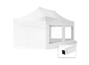 4064108036725 - Intent24 - 3x6 m Faltpavillon economy Stahl 30mm Seitenteil mit Panoramafenster weiß - weiß