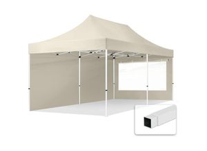 4064108037302 - Intent24 - 3x6 m Faltpavillon economy Stahl 30mm Seitenteil mit Panoramafenster creme - crème