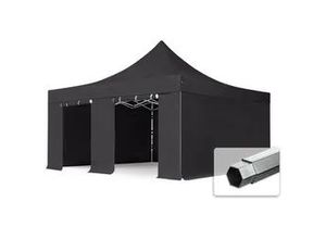 4064108037333 - 5x5m Aluminium Faltpavillon inkl 4 Seitenteile schwarz - (59059)