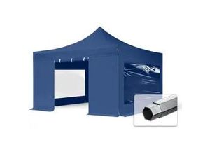 4064108037463 - 4x4m Aluminium Faltpavillon inkl 4 Seitenteile blau - (600185)