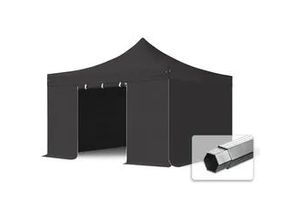 4064108037548 - 4x4m Aluminium Faltpavillon inkl 4 Seitenteile schwarz - (59080)