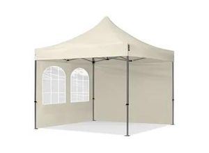 4064108037579 - 3x3m Stahl Faltpavillon inkl 2 Seitenteile creme - (600012)