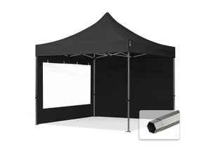 4064108037678 - 3x3 m Faltpavillon PREMIUM Stahl 40mm Seitenteile mit Panoramafenstern schwarz - schwarz