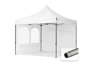 4064108037685 - Intent24 - 3x3 m Faltpavillon premium Stahl 40mm Seitenteile mit Sprossenfenstern weiß - weiß