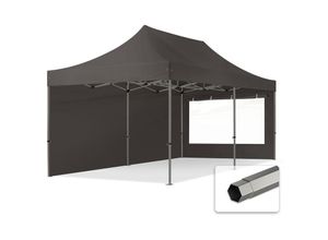 4064108037722 - Intent24 - 3x6 m Faltpavillon premium Stahl 40mm Seitenteile mit Panoramafenstern dunkelgrau - dunkelgrau