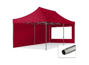 4064108037746 - Intent24 - 3x6 m Faltpavillon premium Stahl 40mm Seitenteile mit Panoramafenstern rot - rot