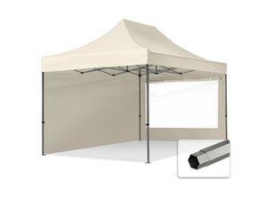 4064108037784 - Intent24 - 3x45m Faltpavillon premium Stahl 40mm Seitenteile mit Panoramafenstern creme - crème