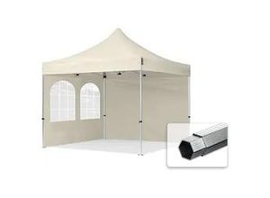 4064108038026 - 3x3m Aluminium Faltpavillon inkl 2 Seitenteile creme - (600158)