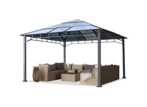 4064108055962 - Intent24 - Gartenpavillon 4x4 m Aluminium Gestänge Polycarbonat Dach ca 8 mm Pavillon Gartenzelt ohne Seitenteile - loft grey