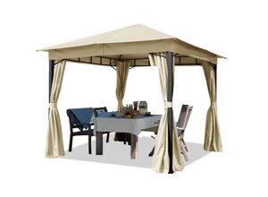 4064108056242 - Gartenpavillon 3x3m ca 180g m² Dachplane wasserdicht Pavillon - 4 Seitenteile Gartenzelt Partyzelt ca 6x6 cm Profil champagner - champagnerfarben