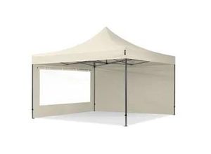 4064108056693 - 4x4m Stahl Faltpavillon inkl 2 Seitenteile creme - (600094)