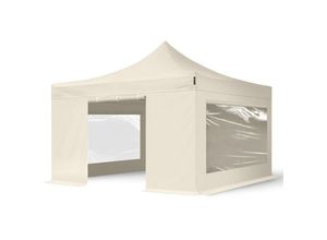 4064108056709 - Intent24 - 4x4 m Faltpavillon premium Stahl 40mm Seitenteile mit Panoramafenstern creme - crème