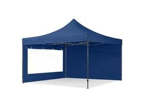 4064108056716 - 4x4m Stahl Faltpavillon inkl 2 Seitenteile blau - (600091)