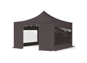 4064108056792 - Intent24 - 4x4 m Faltpavillon premium Stahl 40mm Seitenteile mit Panoramafenstern dunkelgrau - dunkelgrau