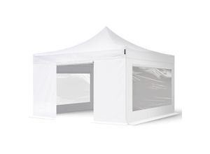 4064108056884 - Intent24 - 4x4 m Faltpavillon premium Stahl 40mm Seitenteile mit Panoramafenstern weiß - weiß