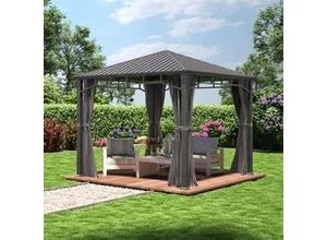 4064108123012 - Sunset 3x3 m Hardtop Gartenpavillon inkl 4 Seitenteile loft grey - (300193)