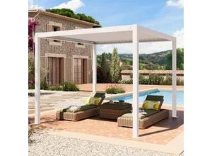 4064108132380 - PRIMEYARD 3x3m Pergola in Weiß  mit Lamellendach in Weiß - (400105)